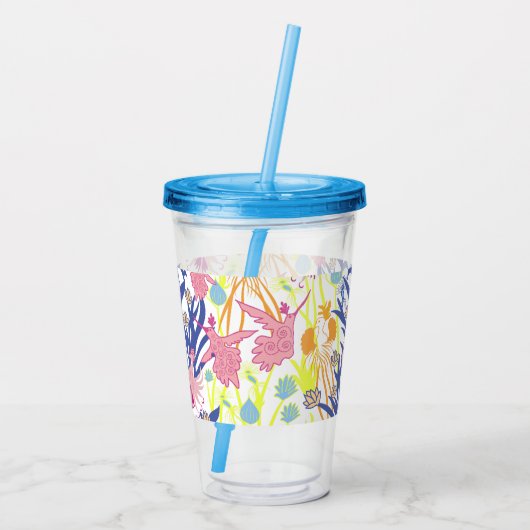 Surrealistische tuin acryl drinkbeker (Achterkant)