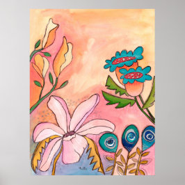 Surrealistische Tuin Gouache Inkt Kunst Kunstenaar Poster