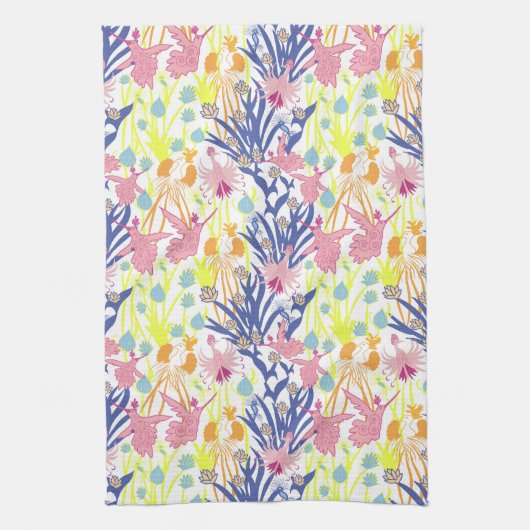 Surrealistische tuin theedoek (Verticaal)