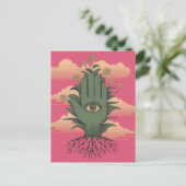 Surrealistische tuinders groene hand met bloemen briefkaart (Staand voorkant)