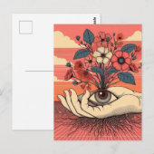 Surrealistische Tuinders Hand met oog Briefkaart (Voorkant / Achterkant)