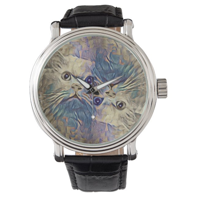 Surrealistische Turkse kattenportret ... horloge (Voorkant)