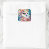 Surrealistische Uil Fantasy Kunst Vierkante Sticker (Tas)