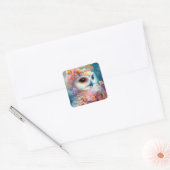 Surrealistische Uil Fantasy Kunst Vierkante Sticker (Envelop)