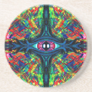 Surrealistische Verdraaide Trippy Eye Visionaire O Zandsteen Onderzetter