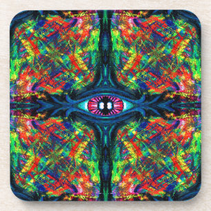Surrealistische Verdraaide Trippy Oog Visioenachti Onderzetter