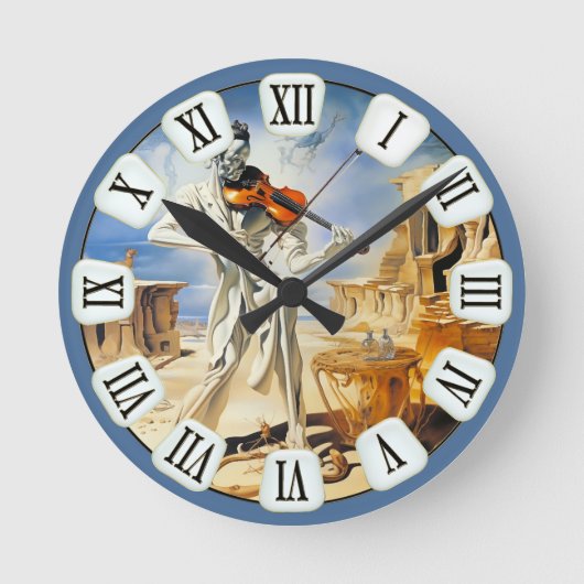 Surrealistische Vioolmuziek Fine Art Ronde Klok (Voorkant)