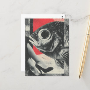 Surrealistische vissen en benen briefkaart