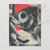 Surrealistische vissen en benen briefkaart (Voorkant)