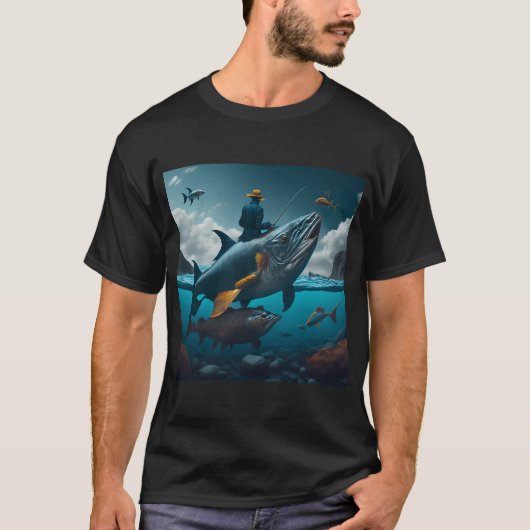 Surrealistische visser t-shirt (Voorkant)