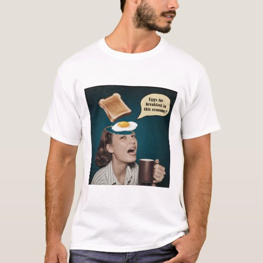 Surrealistische vrouw, eieren voor ontbijt in deze t-shirt (Voorkant)