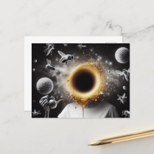 Surrealistische Vrouw en Bijen Honingraat Zwart Ga Briefkaart