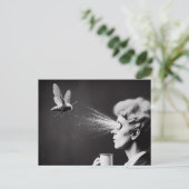 Surrealistische vrouw en bijenochtendkoffie briefkaart (Staand voorkant)