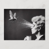Surrealistische vrouw en bijenochtendkoffie briefkaart (Voorkant)
