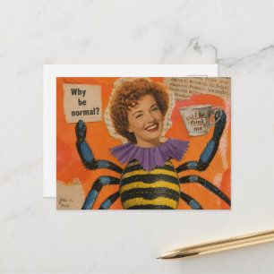 Surrealistische vrouw met een spinnenlichaam colla briefkaart