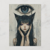 Surrealistische vrouw met kattenoren briefkaart (Voorkant)