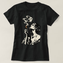 Surrealistische vrouw met lucifer en rook Retro Ku