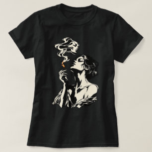 Surrealistische vrouw met lucifer en rook Retro Ku T-shirt