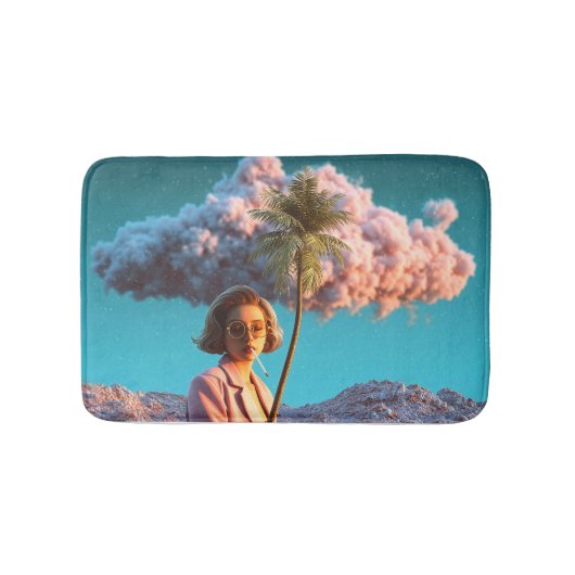 Surrealistische vrouw met palmboom badmat (Voorkant)
