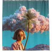 Surrealistische vrouw met palmboom douchegordijn (Voorkant)