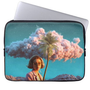 Surrealistische vrouw met palmboom laptop sleeve