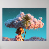 Surrealistische vrouw met palmboom poster (Voorkant)