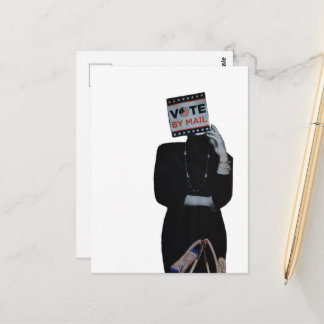 Surrealistische vrouw stem per post mixed media co briefkaart