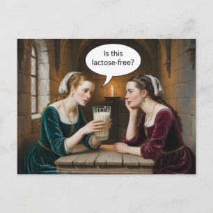 Surrealistische vrouwen en melk is dit lactosevrij briefkaart