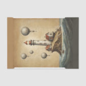 Surrealistische vuurtoren met luchtballonnen op pe tissuepapier (Voorkant)