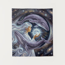 Surrealistische Walvis & Meisje Canvasprint – Huis