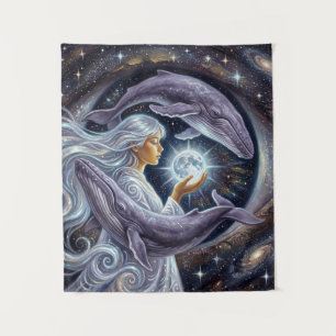 Surrealistische Walvis & Meisje Canvasprint – Huis Wandkleed