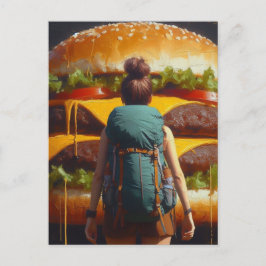 Surrealistische wandelaar Cheeseburger Dromen Briefkaart