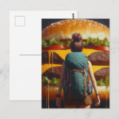 Surrealistische wandelaar Cheeseburger Dromen Briefkaart (Voorkant / Achterkant)