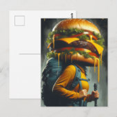Surrealistische wandelaar Cheeseburger Head Briefkaart (Voorkant / Achterkant)