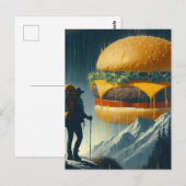 Surrealistische wandelaar Giant Cheeseburger over Briefkaart (Voorkant / Achterkant)