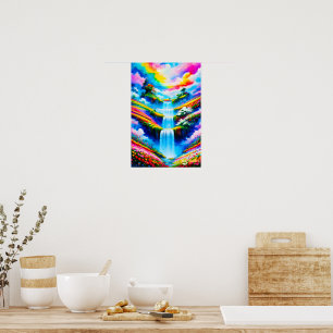 Surrealistische waterval fantasie kunst poster