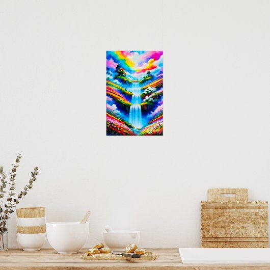 Surrealistische waterval fantasie kunst poster (Keuken)