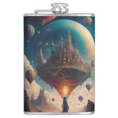 Surrealistische wereld heupfles (Voorkant)