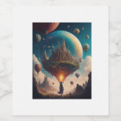 Surrealistische wereld wijn etiket (Enkel label)