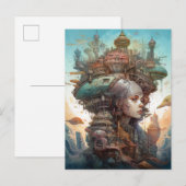 Surrealistische werkomgeving in de stad Fantasy Ar Briefkaart (Voorkant / Achterkant)