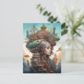Surrealistische werkomgeving in de stad Fantasy Ar Briefkaart (Staand voorkant)