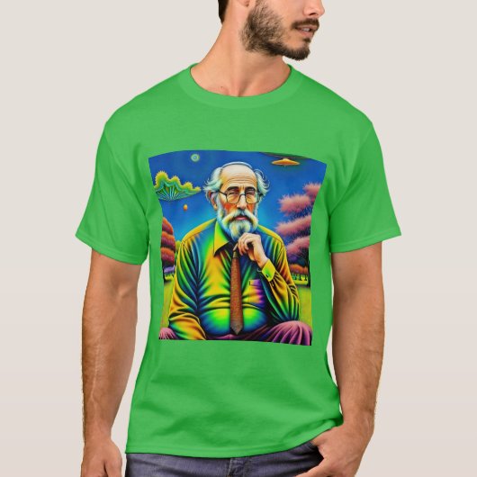 Surrealistische wijsheid, oudere contemplatie t-shirt (Voorkant)