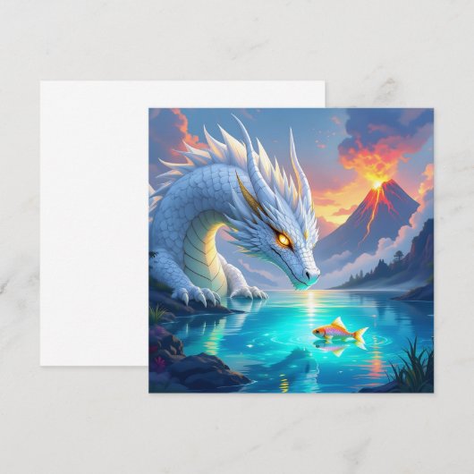 Surrealistische witte draak en gouden vis (Voorkant / Achterkant)