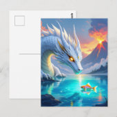 Surrealistische witte draak en gouden vis briefkaart (Voorkant / Achterkant)