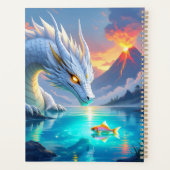 Surrealistische witte draak en gouden vis geperson planner (Achterkant)