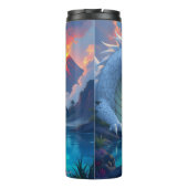 Surrealistische witte draak en gouden vis thermosbeker (Achterkant)