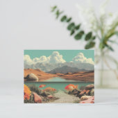 Surrealistische woestijn en meer met goudvissen briefkaart (Staand voorkant)