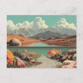 Surrealistische woestijn en meer met goudvissen briefkaart (Voorkant)