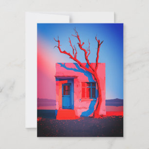 Surrealistische woestijn huis muurkunst – Minimali Briefkaart