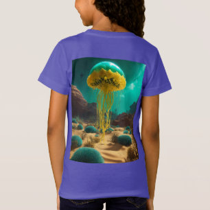Surrealistische woestijn met buitenaardse kwallen t-shirt
